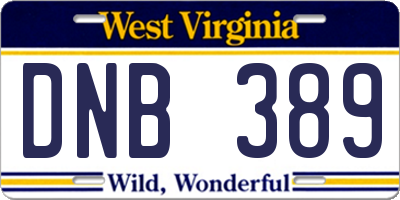 WV license plate DNB389