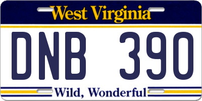 WV license plate DNB390