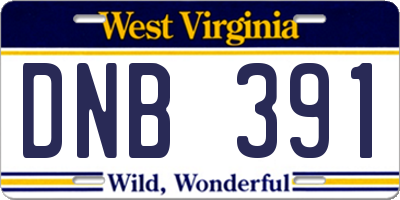 WV license plate DNB391