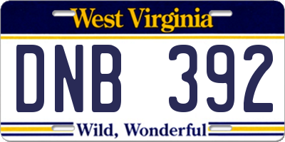 WV license plate DNB392