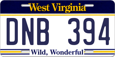 WV license plate DNB394