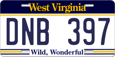 WV license plate DNB397