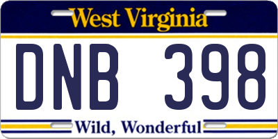 WV license plate DNB398