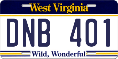 WV license plate DNB401