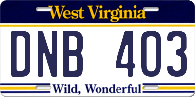 WV license plate DNB403