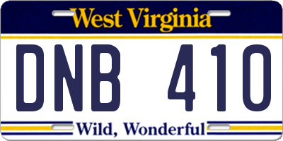 WV license plate DNB410