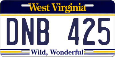 WV license plate DNB425