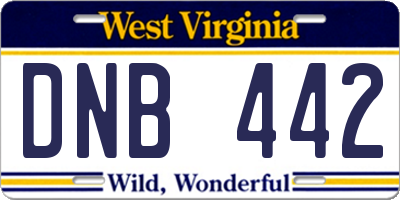 WV license plate DNB442