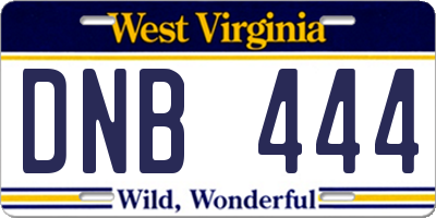 WV license plate DNB444