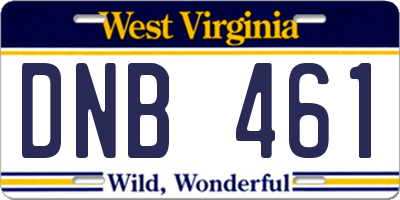 WV license plate DNB461