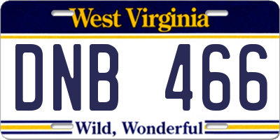 WV license plate DNB466