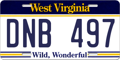 WV license plate DNB497