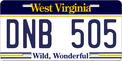 WV license plate DNB505