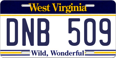 WV license plate DNB509