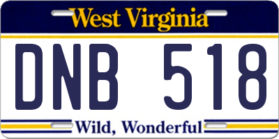 WV license plate DNB518