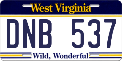 WV license plate DNB537