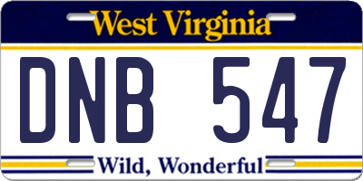 WV license plate DNB547