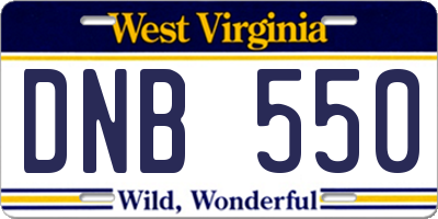 WV license plate DNB550