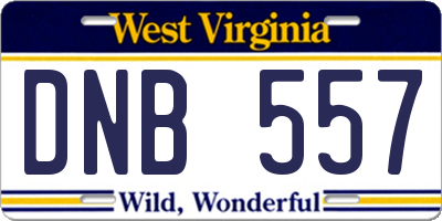 WV license plate DNB557