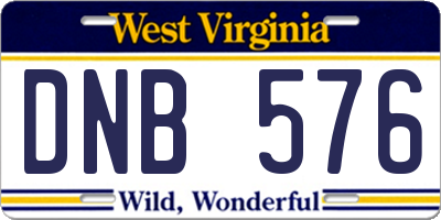 WV license plate DNB576