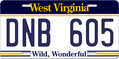 WV license plate DNB605