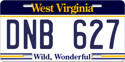 WV license plate DNB627