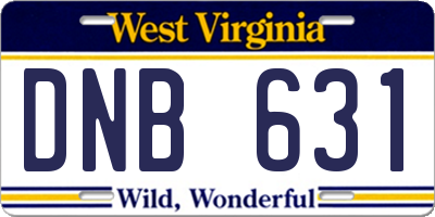 WV license plate DNB631