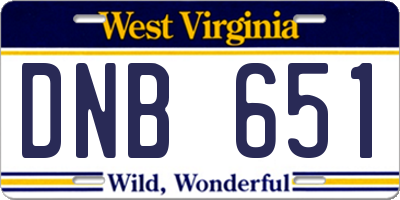 WV license plate DNB651