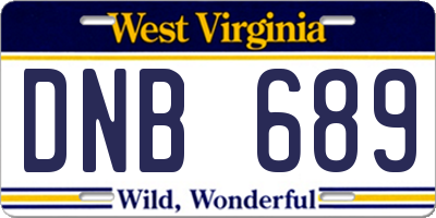 WV license plate DNB689