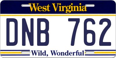 WV license plate DNB762