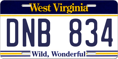 WV license plate DNB834