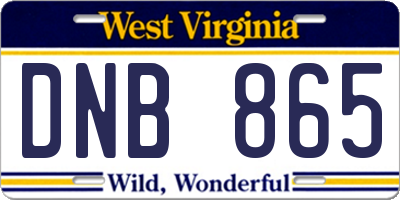 WV license plate DNB865