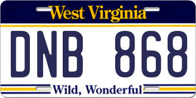 WV license plate DNB868