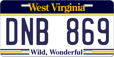 WV license plate DNB869