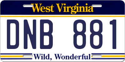 WV license plate DNB881