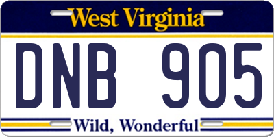 WV license plate DNB905