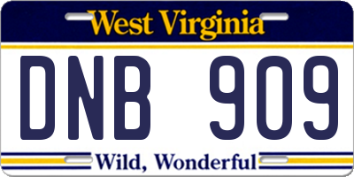 WV license plate DNB909