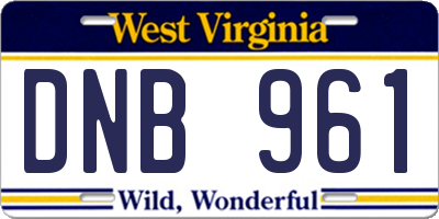 WV license plate DNB961
