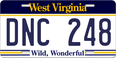 WV license plate DNC248