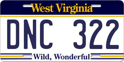 WV license plate DNC322