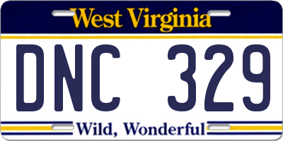 WV license plate DNC329