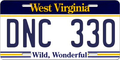 WV license plate DNC330