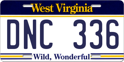 WV license plate DNC336