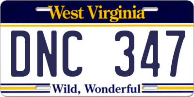 WV license plate DNC347