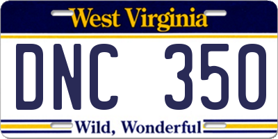 WV license plate DNC350