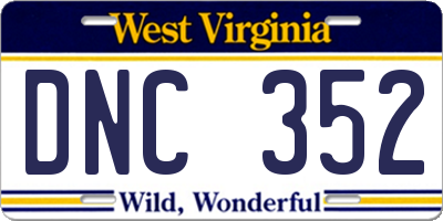 WV license plate DNC352