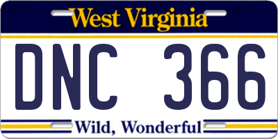 WV license plate DNC366