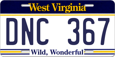 WV license plate DNC367