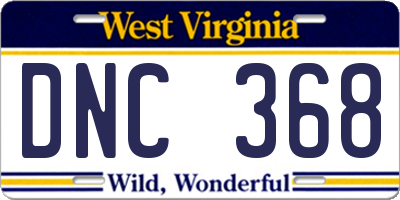 WV license plate DNC368