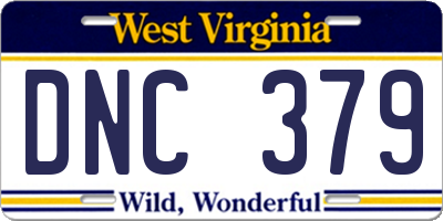 WV license plate DNC379